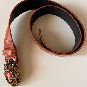 Brown Womens Avignon Belt Leather Made in the USA Large EUC